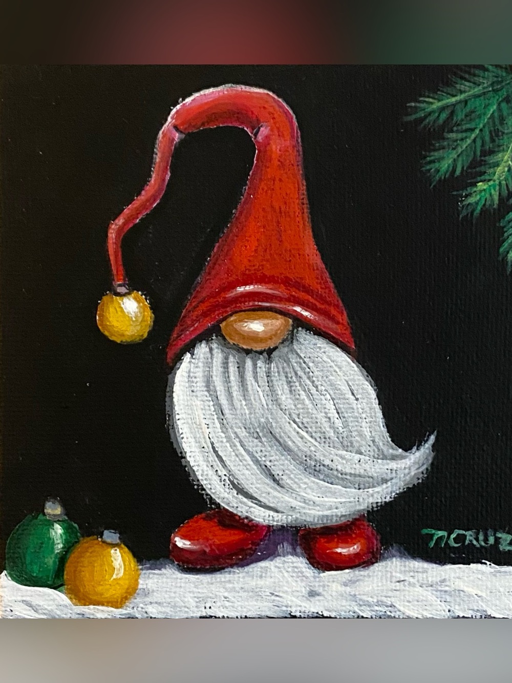 Hand Crafted Art Print “Holiday Gnome “